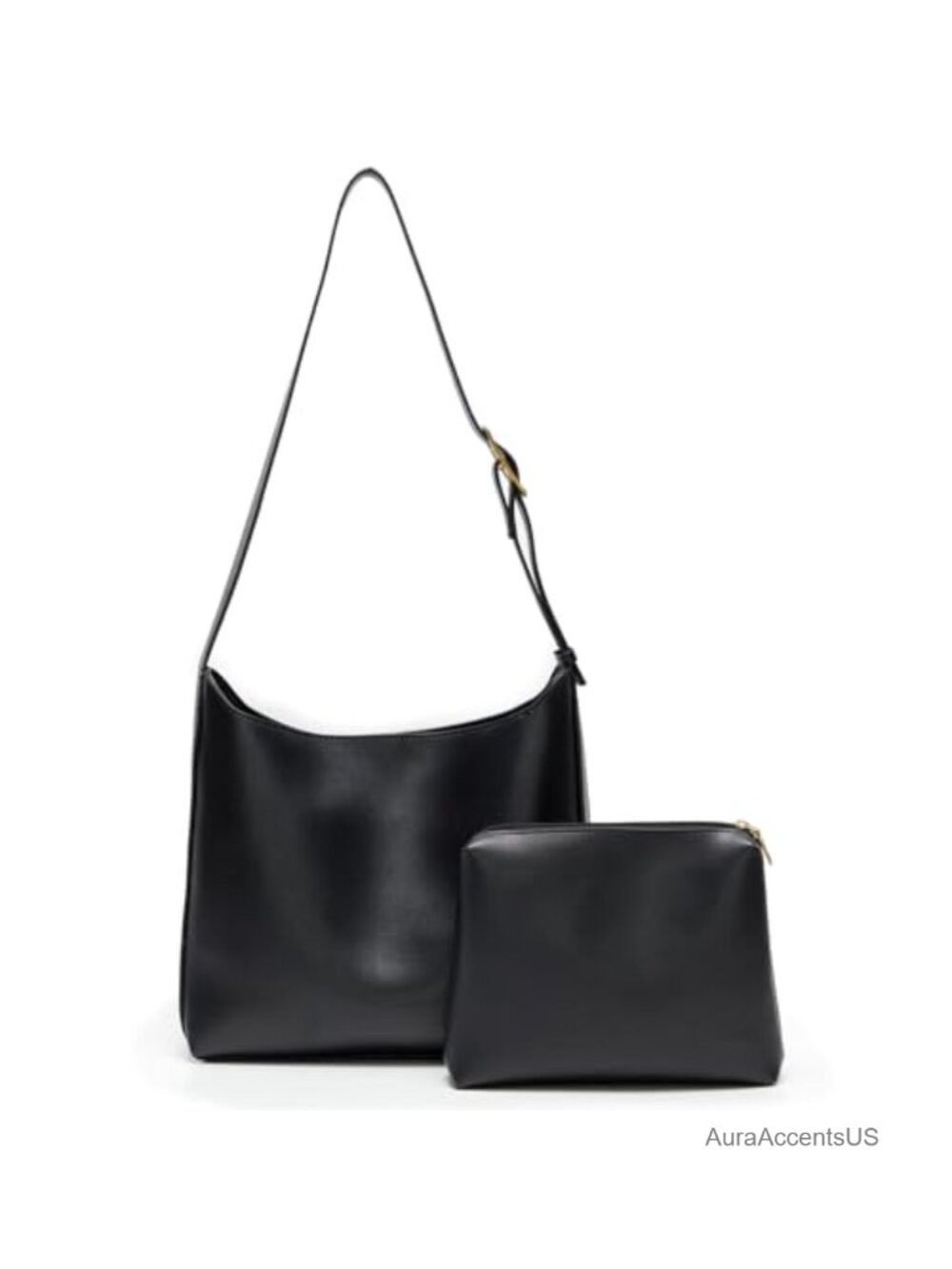 Vegan Leather Bucket Bag Medium Tote Adjustable Strap Pouch Designer Handbag